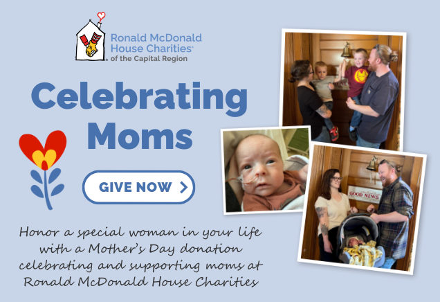 Celebrating Moms call-out graphic with GIVE NOW button