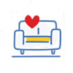 Couch with red heart