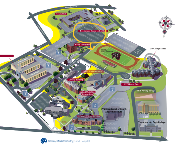 Graphic map of ACPHS campus